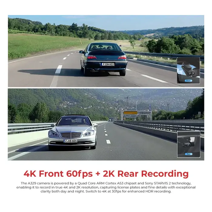 Thumbnail: 4K Front 60fps + 2K Rear Recording dashcam installation
