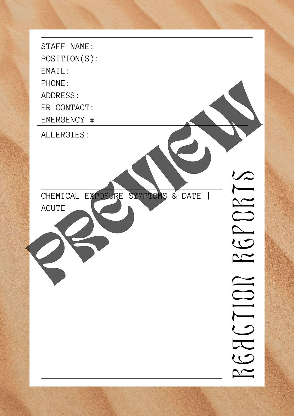 Thumbnail: Chemical Tracking Environmental Toxicity, Incident Reporting, Notes & Task Sheet