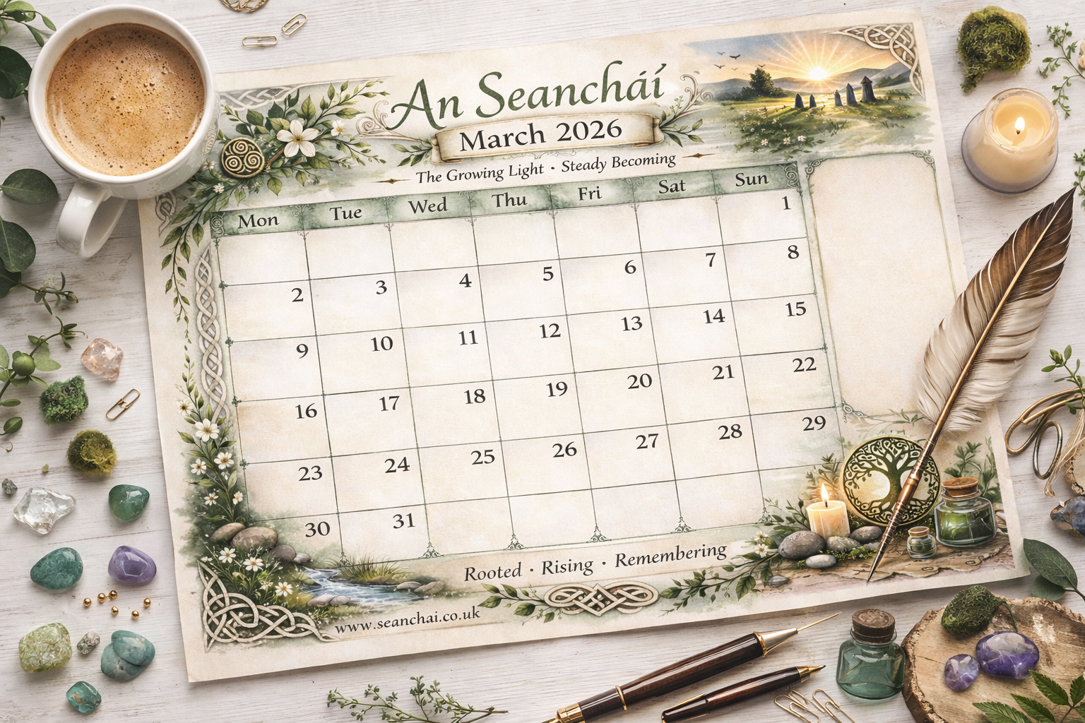 🌿 March 2026 Printable Calendar