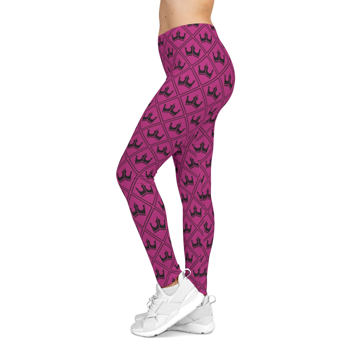 Black on Pink Crown Diamond Leggings (AOP)