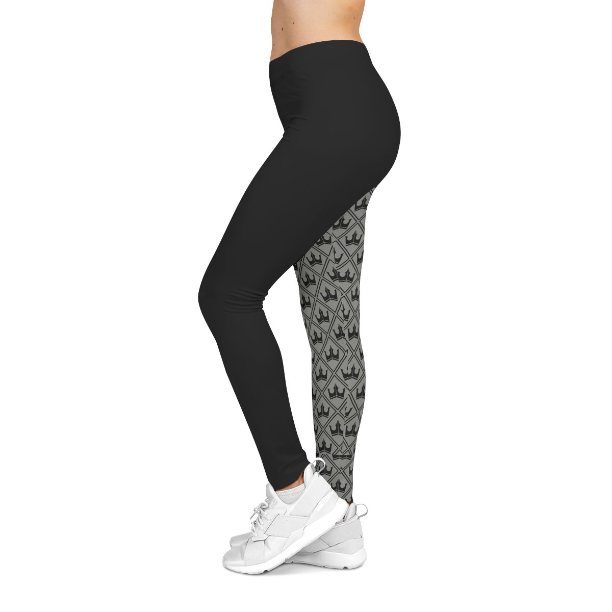 Powell White on Light Blue Crown Diamond Leggings (AOP)