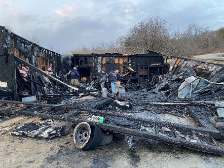 2021 WOODHULL RACEWAY HOBBY STOCK CHAMPION JEREDD DENNIS LOSES RACE SHOP IN MASSIVE FIRE