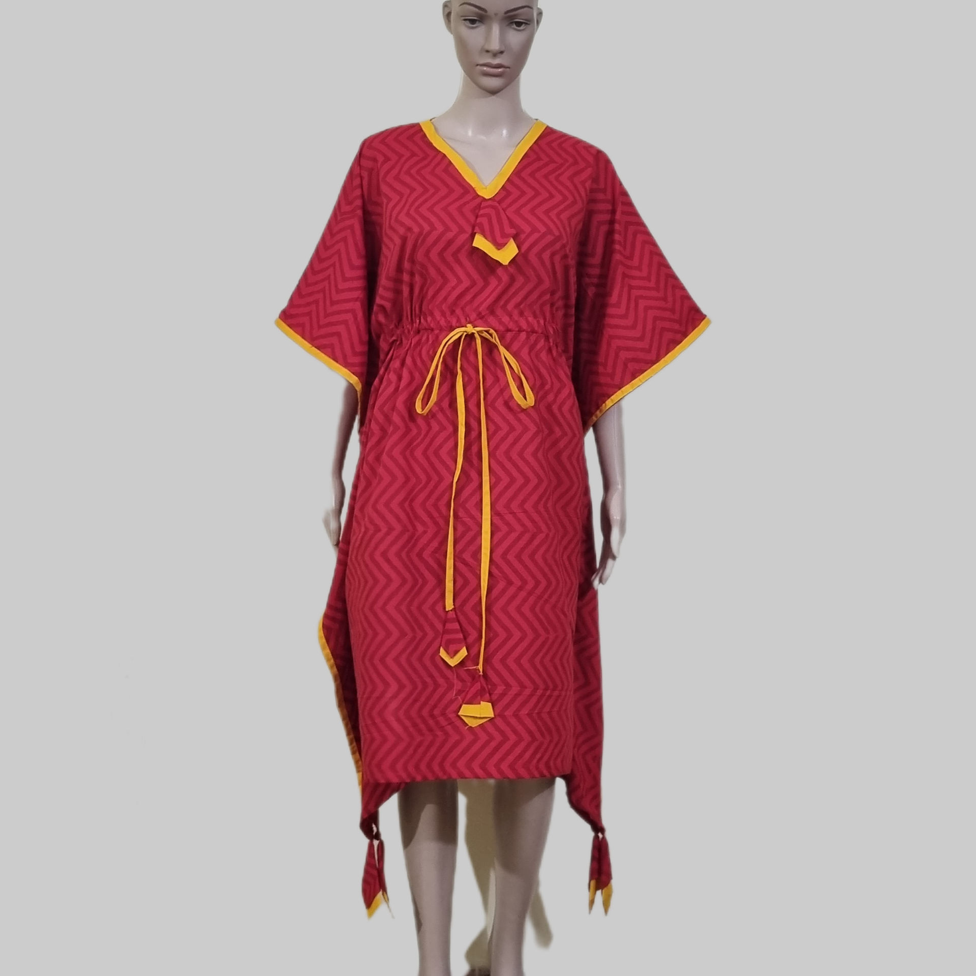 Red ChevronPrint Kaftan dress