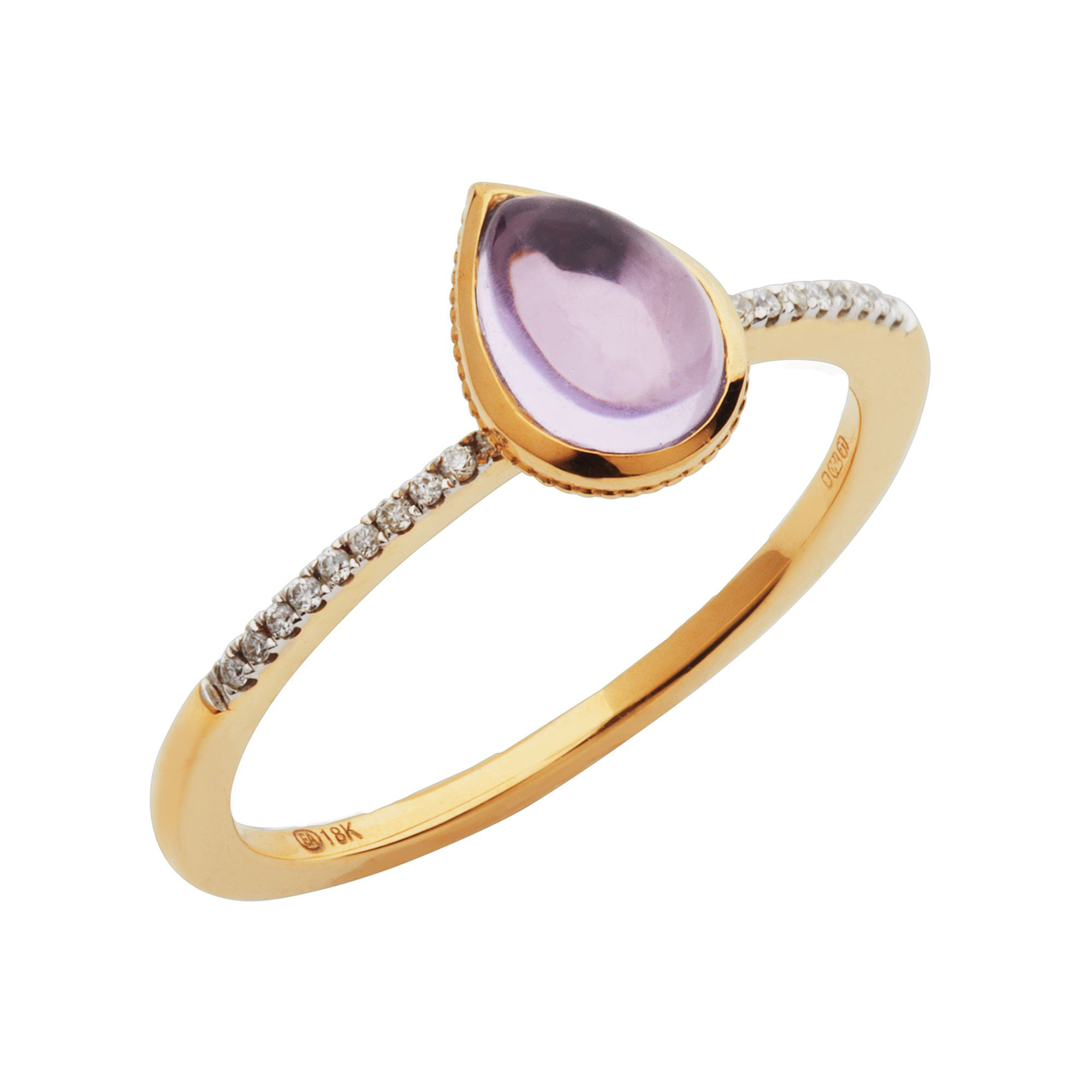 Links of London Luna Gems 18kt Yellow Gold, Amethyst & Diamond Ring