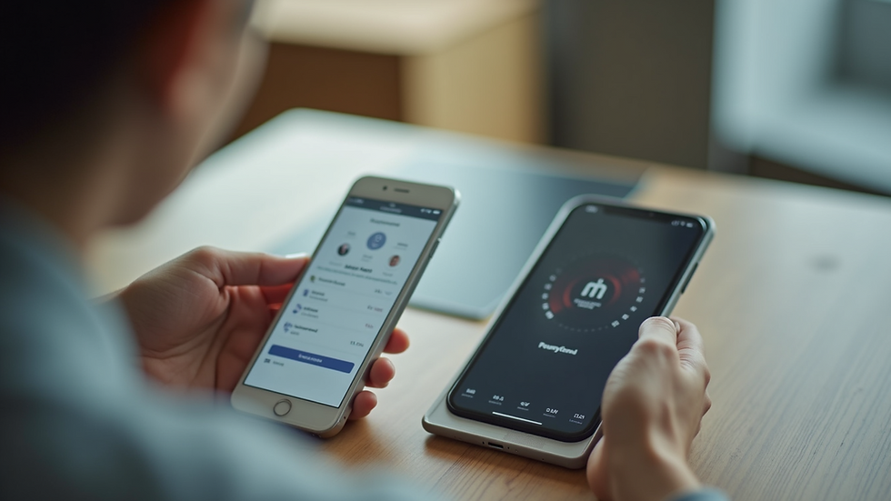 Close-up view of a smartphone displaying a counselling app interface on a table