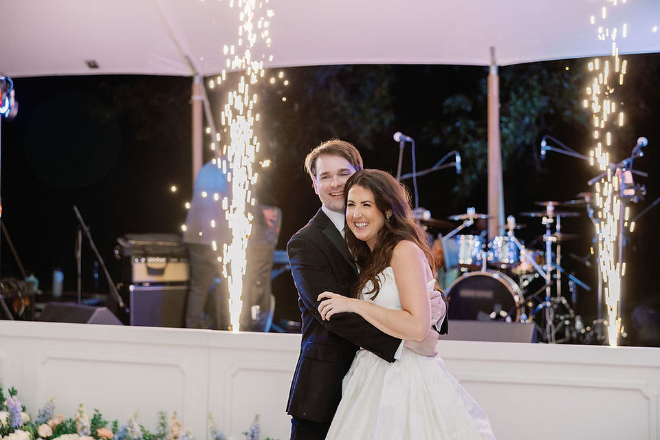 sparklers for the Bride and groom dancing at their Nashville tented wedding reception