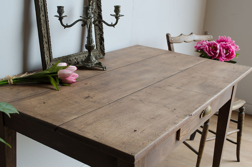 Thumbnail: Antique French Oak Desk with Pin Legs (#1984)