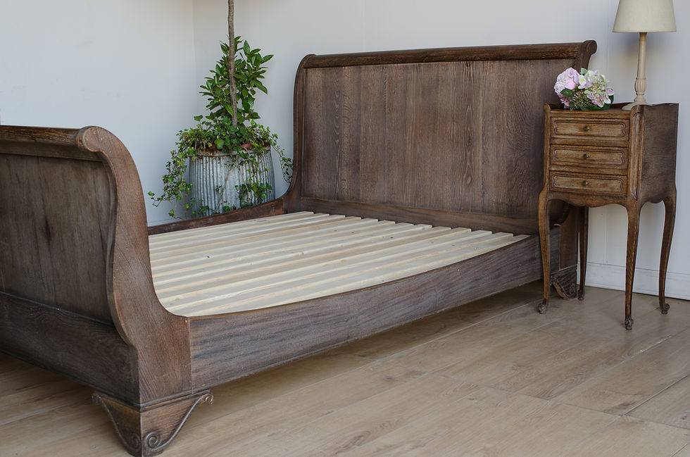 Thumbnail: French Louis Philippe Oak Double Bed (#2013)