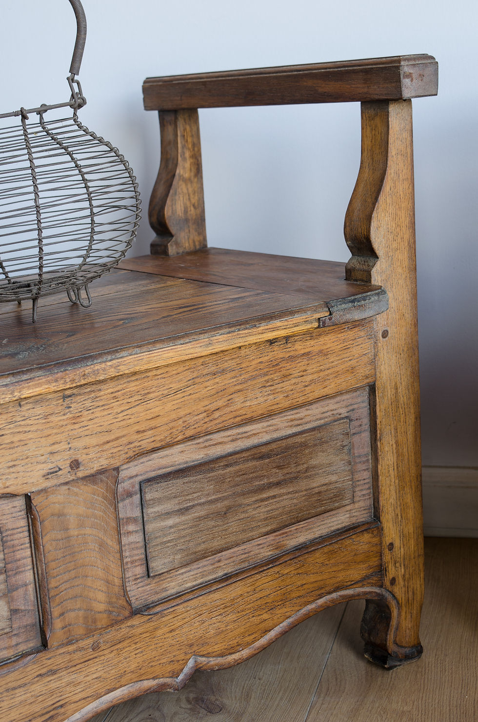 Thumbnail: SOLD TO MARCUS Rare Pair of French Oak Storage Benches / Settles (#2009)