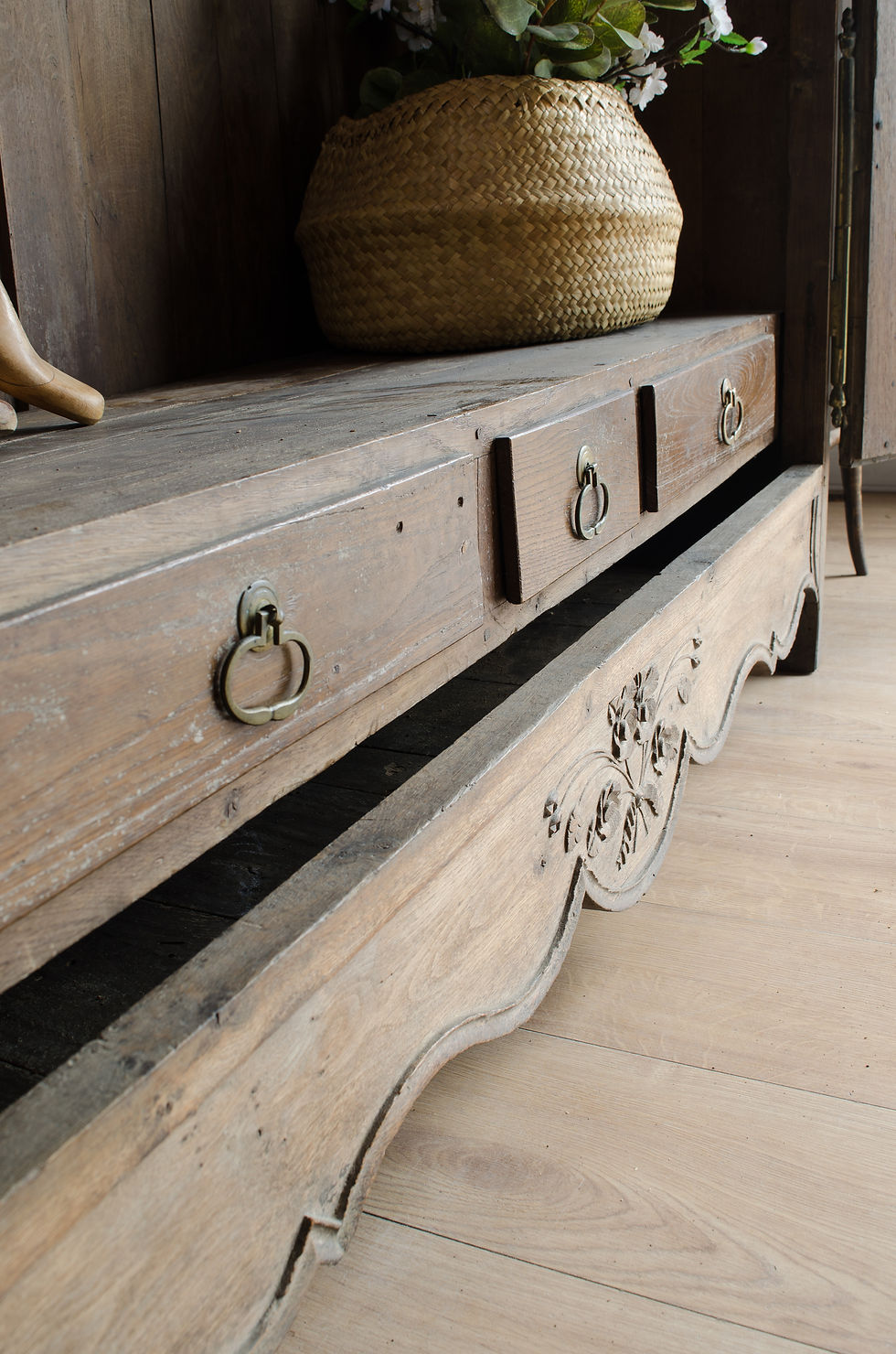 Thumbnail: Antique French Armoire with Hanging Rail & Drawers (#1996)