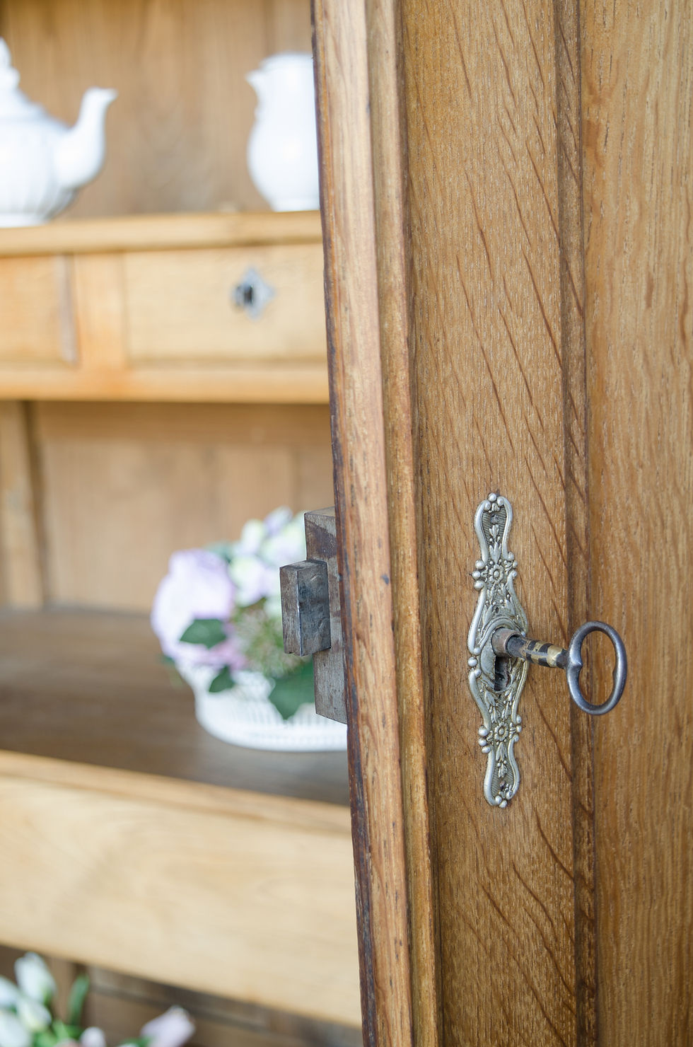 Thumbnail: Antique French Louis Philippe Oak Armoire with Hanging Rail or Shelves (#2017)