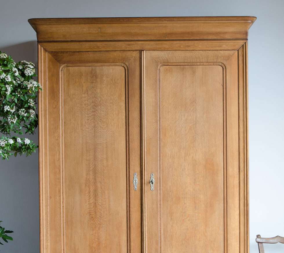 Thumbnail: Antique French Louis Philippe Oak Armoire with Hanging Rail or Shelves (#2017)