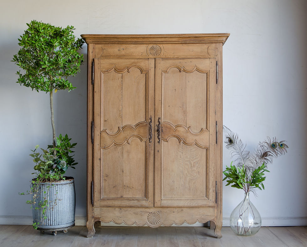 SOLD TO OLGA Antique French Oak Armoire with Hanging Rail (#1910)
