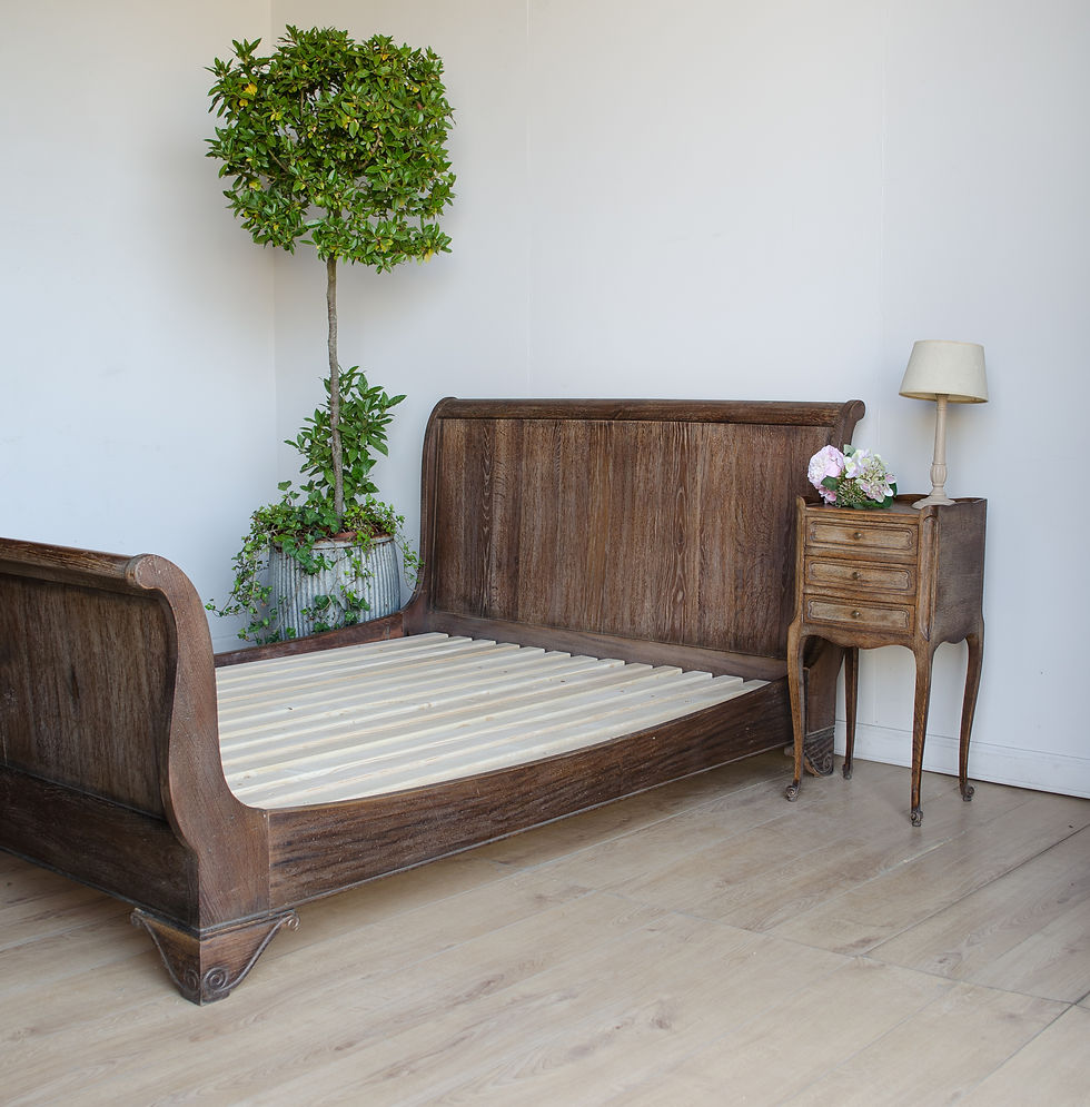 Thumbnail: French Louis Philippe Oak Double Bed (#2013)