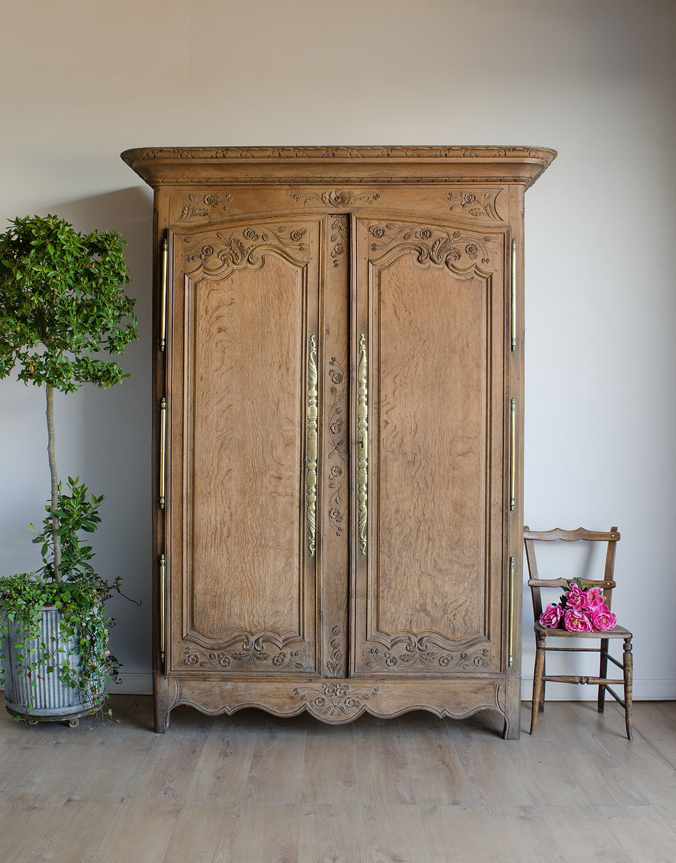 Thumbnail: Antique French Armoire with Hanging Rail & Drawers (#1996)