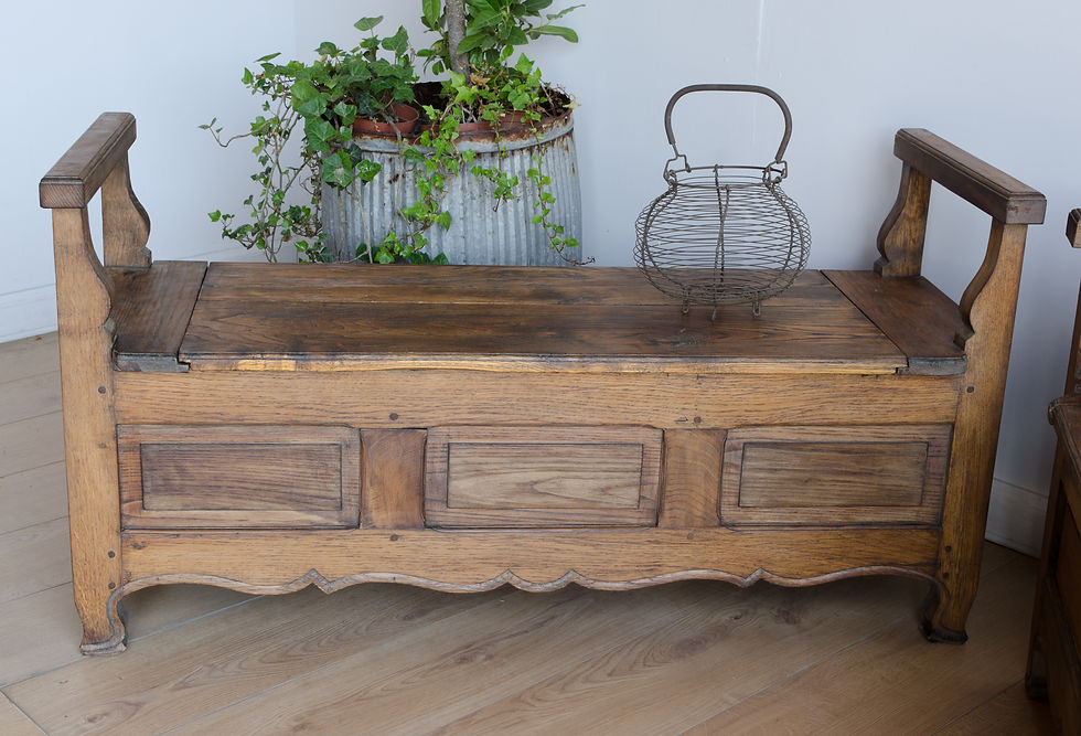 Thumbnail: SOLD TO MARCUS Rare Pair of French Oak Storage Benches / Settles (#2009)