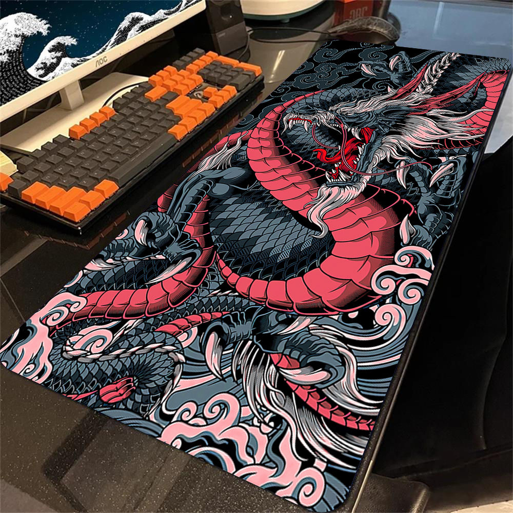 Japanese Dragon Game Mouse Pad Large Gaming Accessories Desk Mat HD Print Office