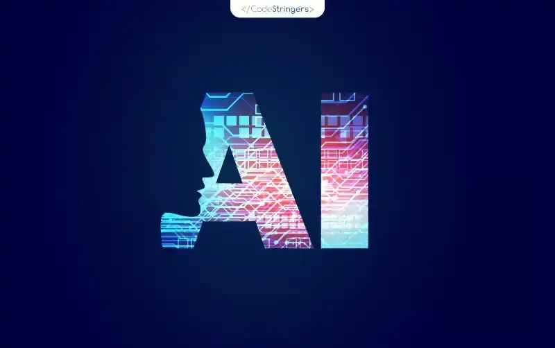 The letters 'AI' formed from glowing pixels on a dark background.