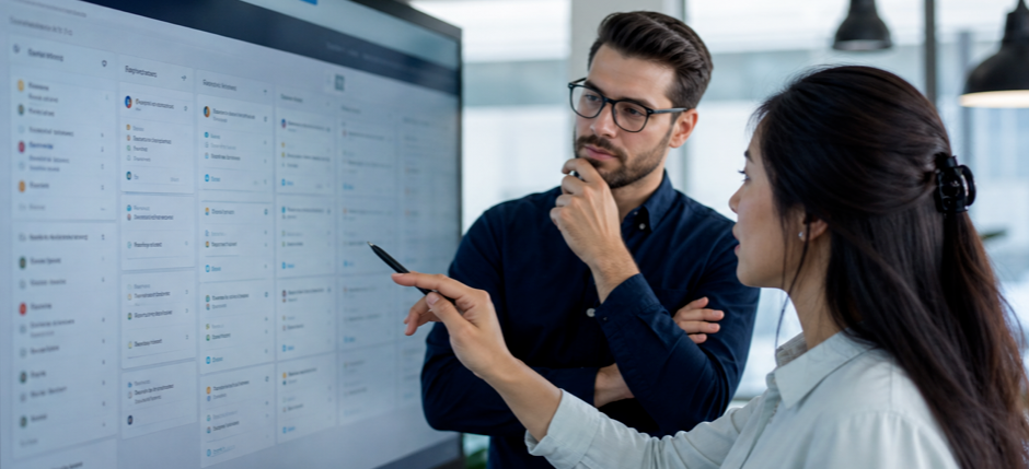 A Zoho CRM sales pipeline showing deals moving through stages toward Closed Won