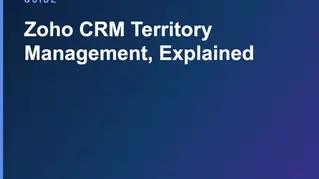Branded CodeStringers cover graphic reading 'Zoho CRM Territory Management' over a dark indigo gradient with a segmented-map motif.