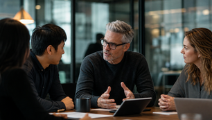 A fractional CTO leading a technology strategy discussion with a growing company's team