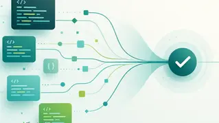 Abstract illustration of Deluge code blocks converging into a checkmark