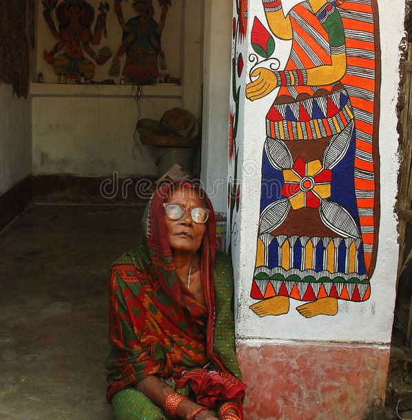 Madhubani Painting In Bihar-India Editorial Stock Photo - Image of people, selective_ 1062