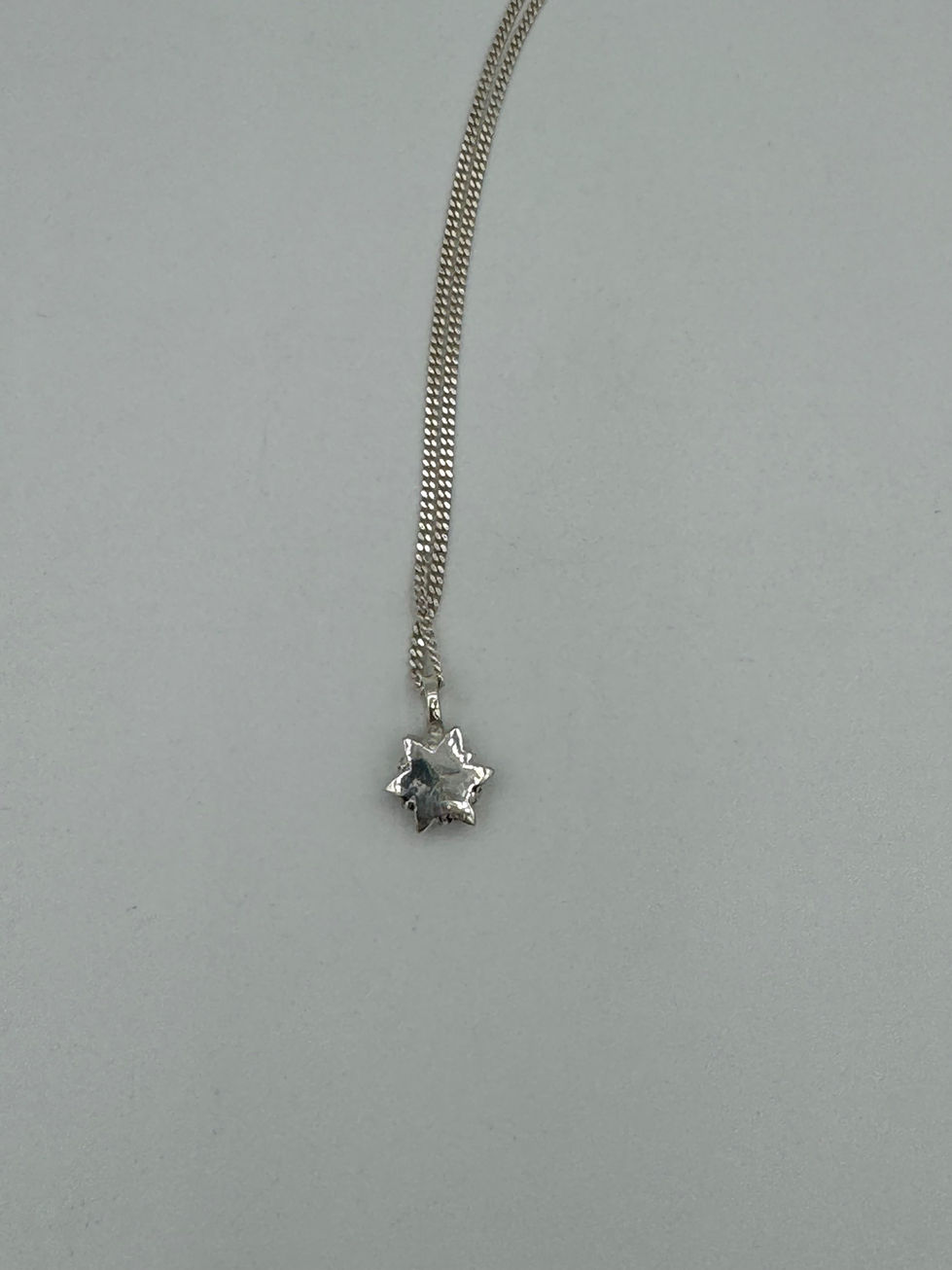 Handgemaakte zilveren 925 bloem ster hanger, modern, subtiel, lief