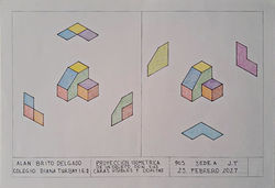 Proyección isométrica, caras ocultas y visibles de un objeto