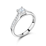 4 Claw Round Double Gallery Channel Set Round Brilliant Cut Shoulders Ring