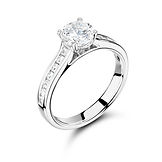 4 Claw Round with Channel Set Brilliant Round Cut Shoulders Ring
