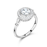 Rub-over Round Detailed Design Single Stone Set Shoulders Mount Ring
