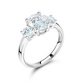 Oval Center & Round Side Stones Double Gallery Mount Ring