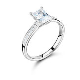 4 Claw Emerald Open Gallery Mount Pavé Set Shoulders Ring