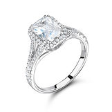 4 Claw Radiant Cut Halo Split Micro Set Shoulders Mount Ring