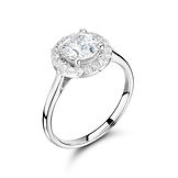 4 Claw Halo Round with Windows & Plain Shoulders Ring