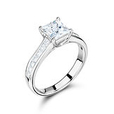 4 Claw Princess Double Gallery Mount Channel Set Shoulders Ring