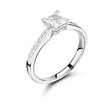4 Claw Princess Double Gallery Mount Pavé Set Shoulders Ring