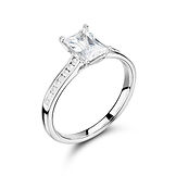 4 Claw Emerald Open Gallery Mount Pavé Set Shoulders Ring