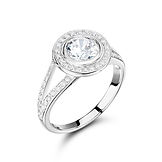Rub-over Round split Grain Set Diamond Shoulders Mount Ring