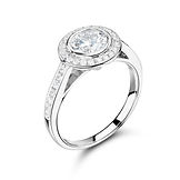 Rub-over Round With Windows & Grain Set Shoulders - Ring