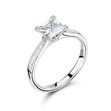 4 Claw Princess Open Gallery Mount Pavé Set Shoulders Ring