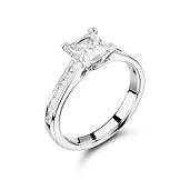 4 Claw Princess Open Gallery Mount Channel Set Shoulders Ring