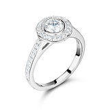 Rub-over Round With Windows & Grain Set Shoulders Mount (Wedding Band friendly) Ring