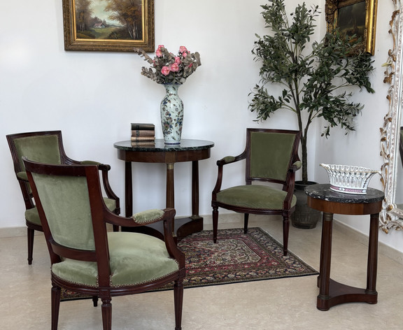SET OF THREE FRENCH VINTAGE CABRIOLETS ARMCHAIRS