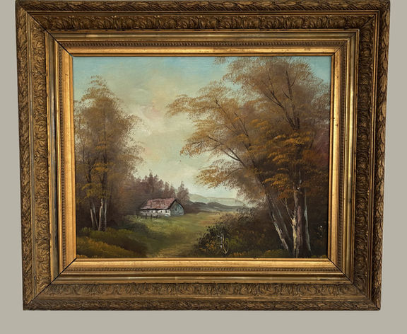 FRENCH ANTIQUE FRAMED OIL ON CANVAS