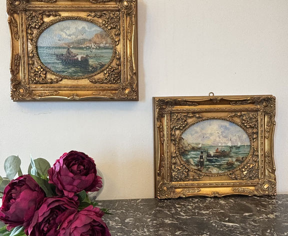 PAIR OF FRENCH VINTAGE FRAMED PAINTINGS