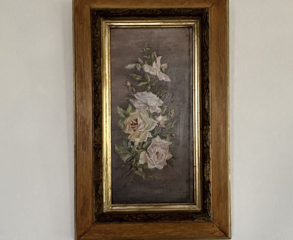FRENCH ANTIQUE FRAMED OIL ON CANVAS