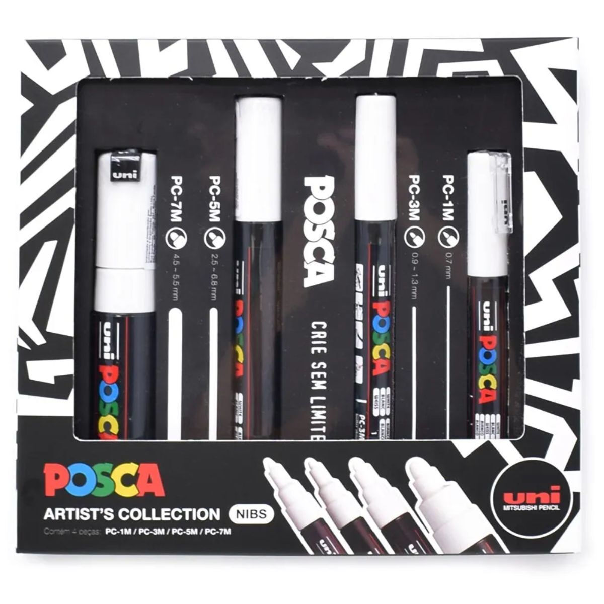 Kit Caneta Posca 4 Ponta Branca Niball