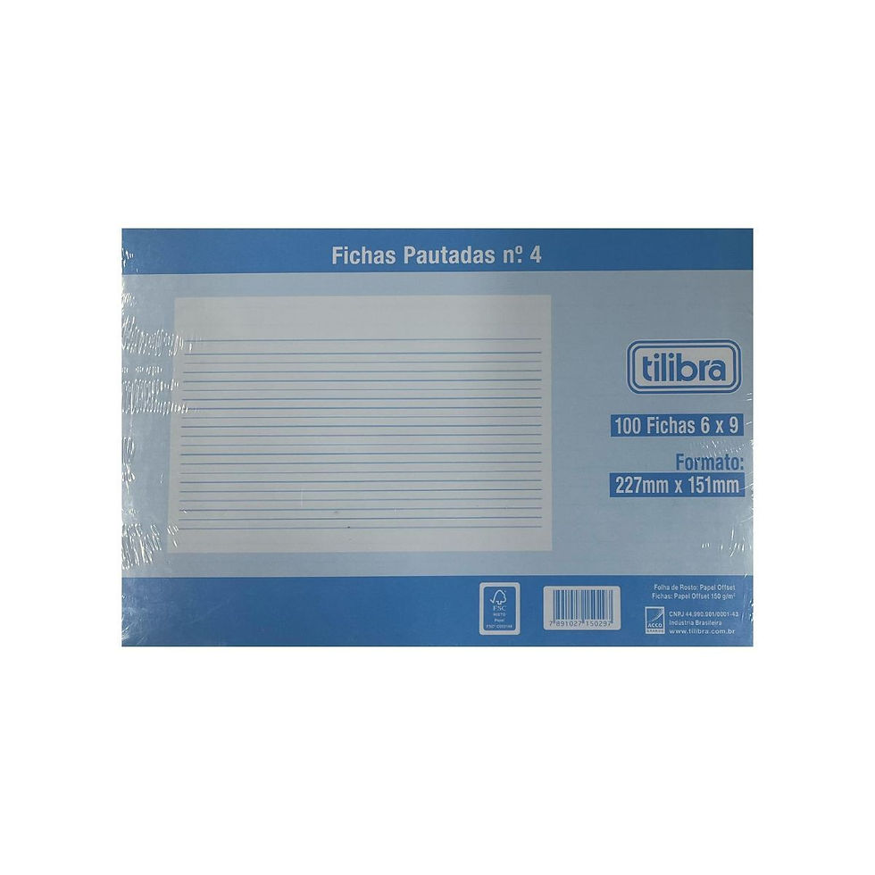 Ficha Pautada 6X9 N.4 PCT/100  - Tilibra